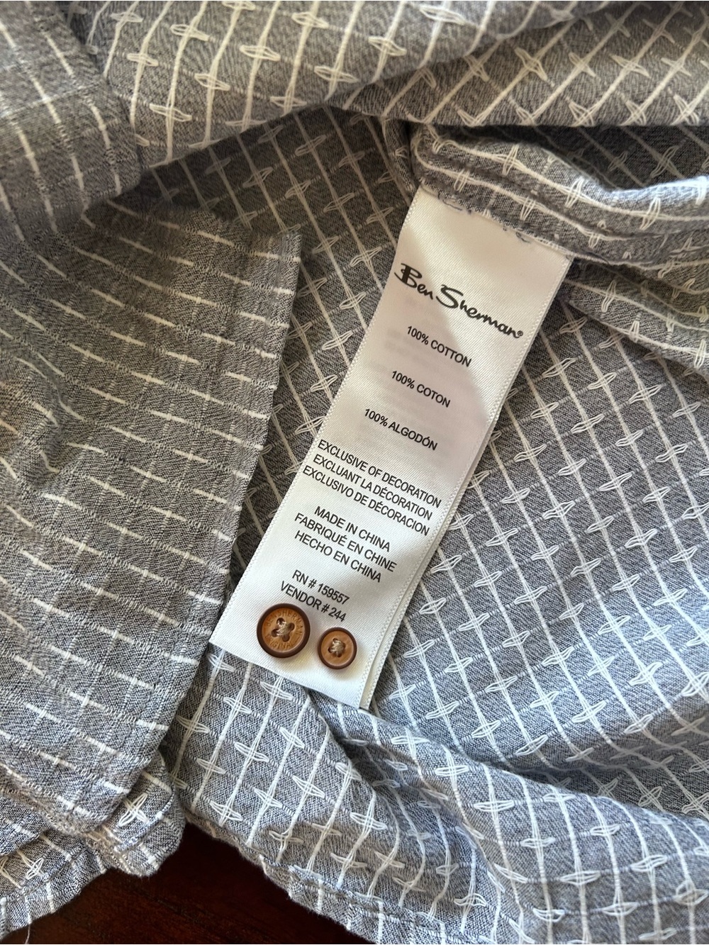 Ben Sherman Men’s Short-Sleeve Button-Down Shirt in Light Gray Stripe size L - Picture 6 of 7